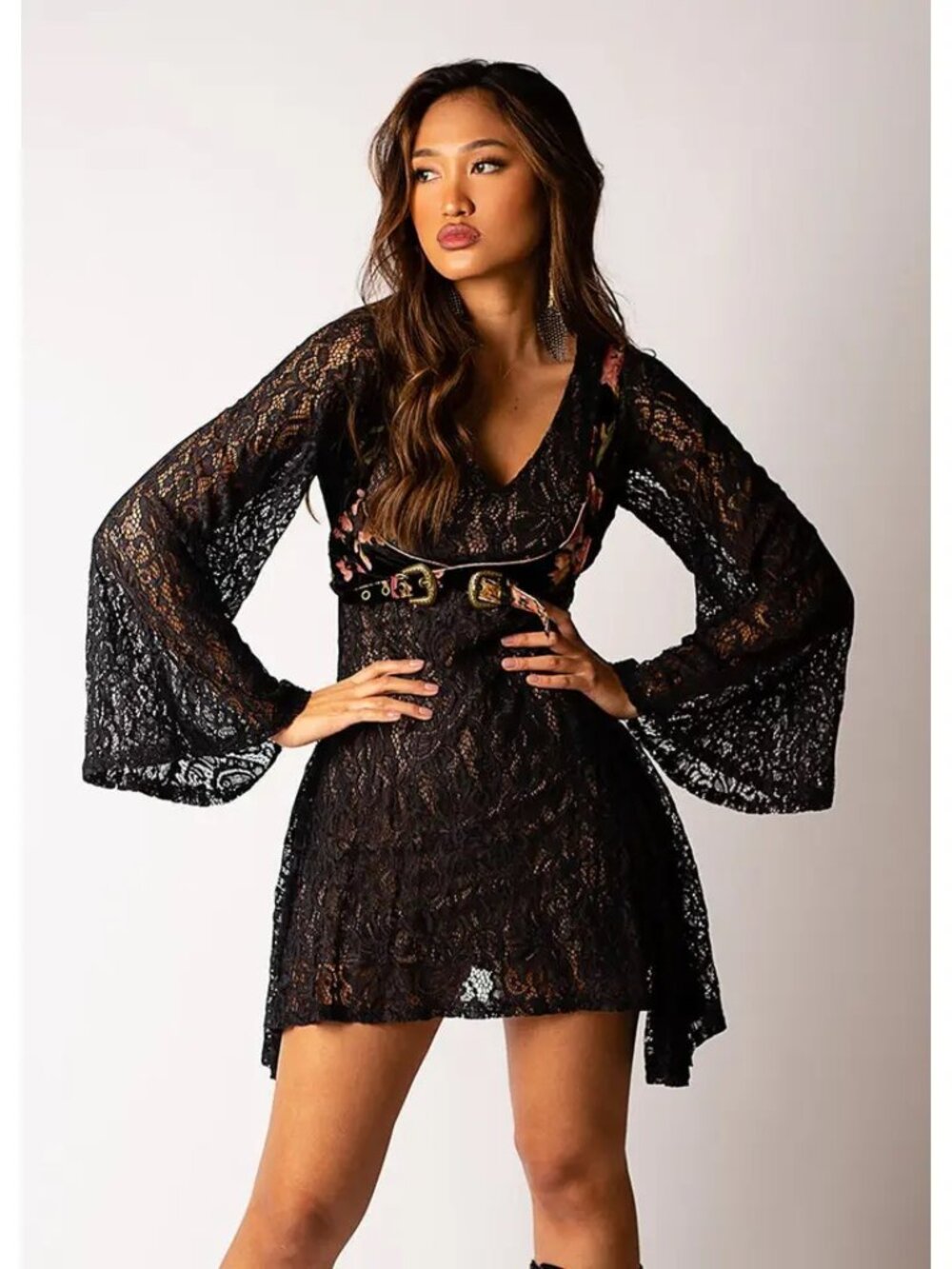 NWT Joyfolie Tashia Harness in Black Floral Burnout XXS/XS